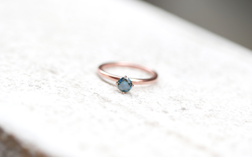 0.5ct 블루 다이아몬드 로즈골드 반지